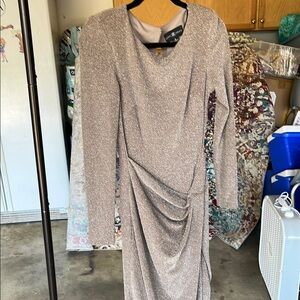 Elegant Silver Long-Sleeve Dress